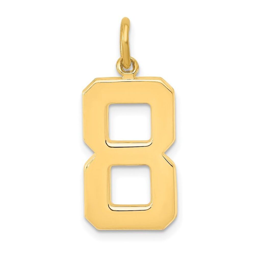 14k Yellow Gold, Athletic Collection, Large Polished Number 8 Pendant